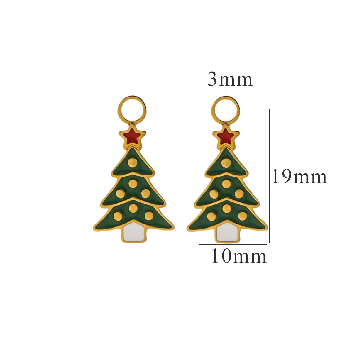 Green / 1 Piece Simple Series Cute Cartoon Christmas tree Stainless Steel  Gold Color Unisex Pendants Picture7